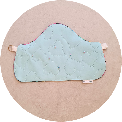 Derka z ekoskóry błękitna z perełkami - obrazek 3