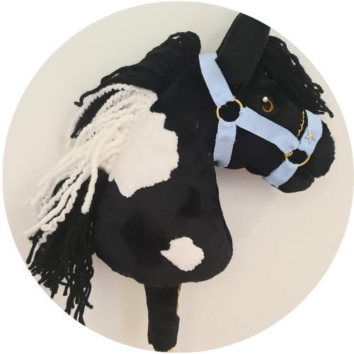 Hobby horse czarny z odmiankami A4 z kantarem